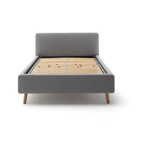 Pat matrimonial gri tapițat cu spațiu de depozitare cu somieră 140x200 cm Mattis – Meise Möbel-image-3