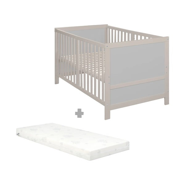 Pătuț gri cu înălțime reglabilă 70x140 cm Easy Sleep – Roba