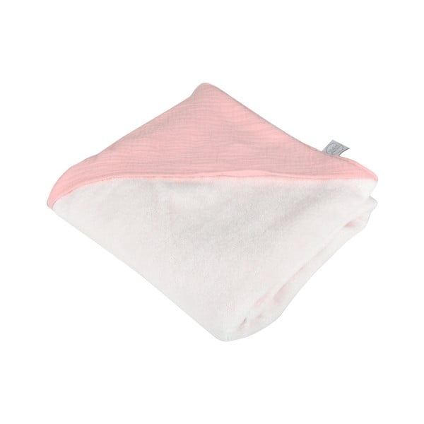 Prosop cu glugă pentru copii roz din muselină 75x75 cm – Bébé Douceur
