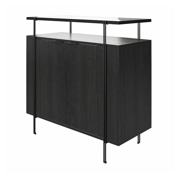 Comodă joasă neagră cu aspect de stejar 90x90 cm Wainwright - Queer Eye-image-3