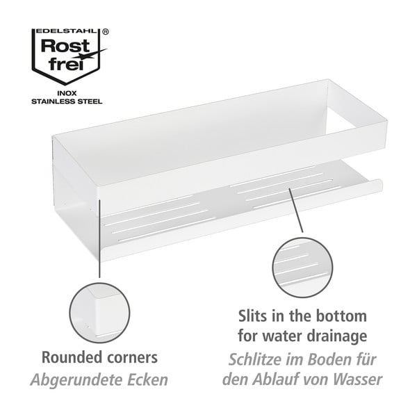 Raft pentru baie alb mat autoadeziv cu Turbo-Loc din oțel inoxidabil Genova – Wenko-image-4