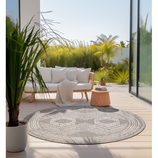 Covor de exterior maro/crem rotund ø 100 cm Gemini – Elle Decoration-image-3