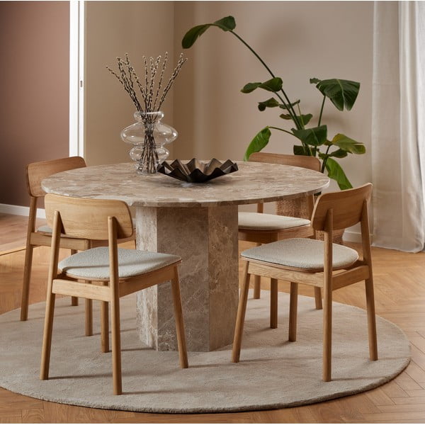 Masă de dining maro deschis rotundă din marmură ø 130 cm Naxos – Actona-image-1