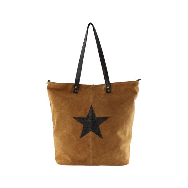 Geantă din piele Chicca Borse Asterisco, caramel-image-1