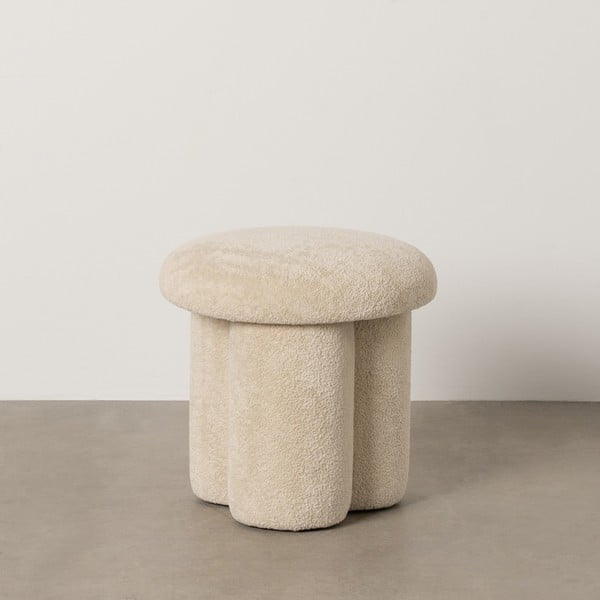 Taburet bej cu tapițerie din țesătură bouclé – Ixia-image-1