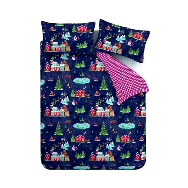Lenjerie de pat albastră pentru pat dublu 200x200 cm Ski Village – Catherine Lansfield