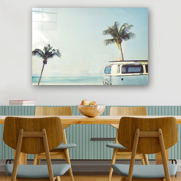Tablou din sticlă 100x70 cm Surf Van – Wallity-image-1