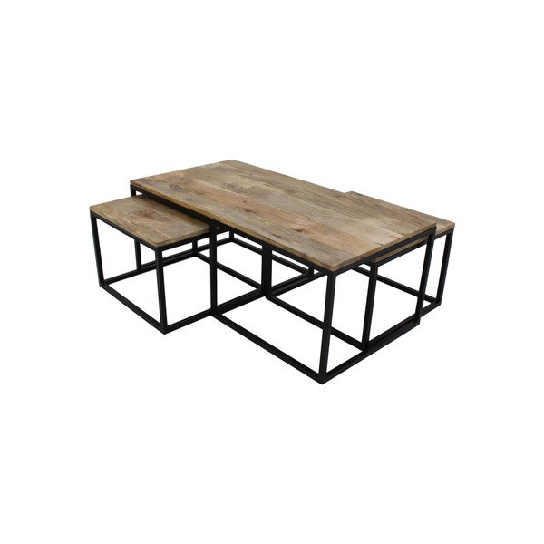 Set 3 mese cafea din lemn de mango HSM collection Salon-image-3