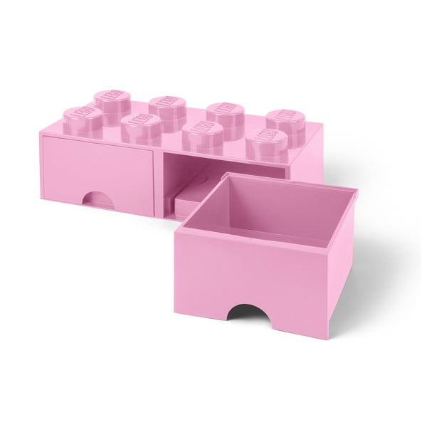 Cutie depozitare cu 2 sertare LEGO®, roz deschis-image-3