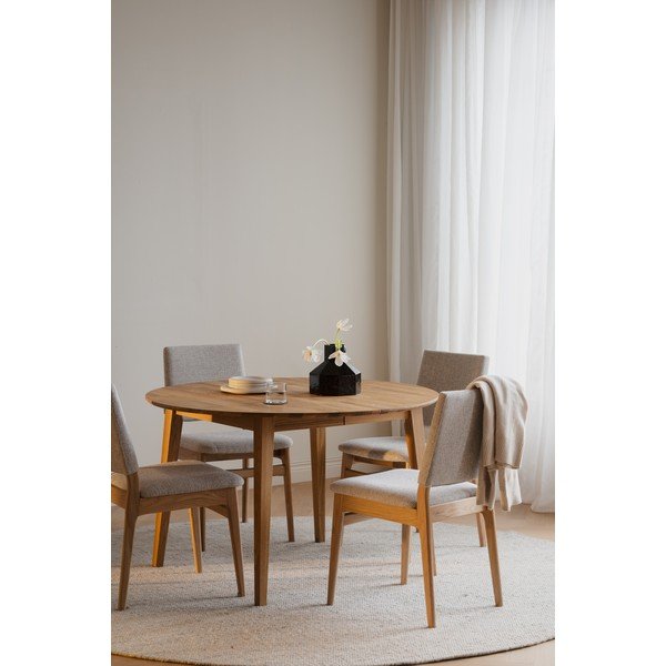 Scaun de dining crem/în culoare naturală din lemn de stejar Medford – Rowico-image-1