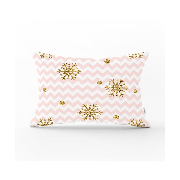 Față de pernă cu model de Crăciun Minimalist Cushion Covers Golden Snowflakes, 35 x 55 cm