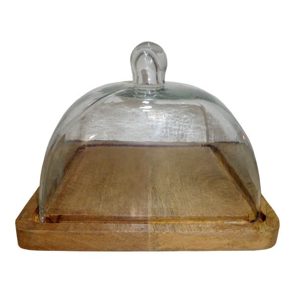 Platou din lemn pentru brânză cu capac din sticlă Antic Line Fromage