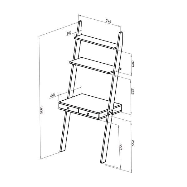 Suport cu blat tip birou și sertar Ragaba Leno, alb-image-2