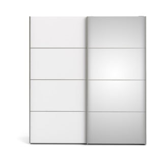 Șifonier cu oglindă și uși glisante Tvilum Verona, 182x202 cm, alb