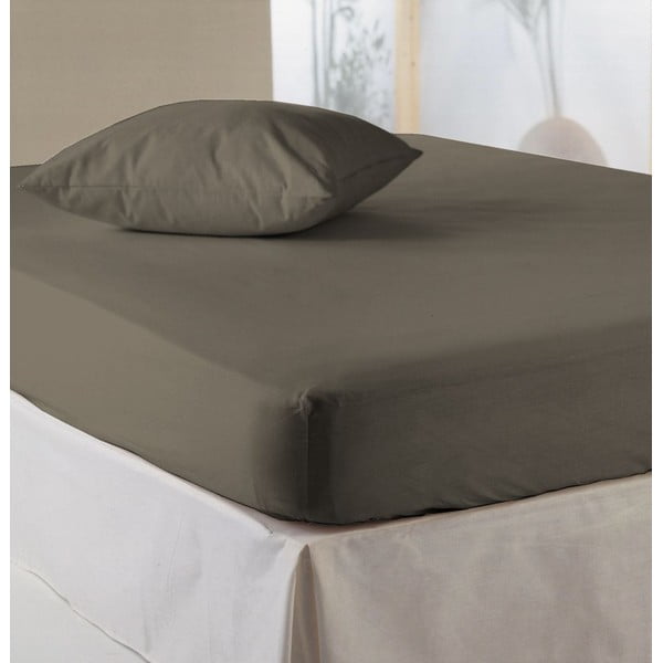 Cearșaf pentru pat matrimonial Descanso Jersey Brown, 200x220 cm