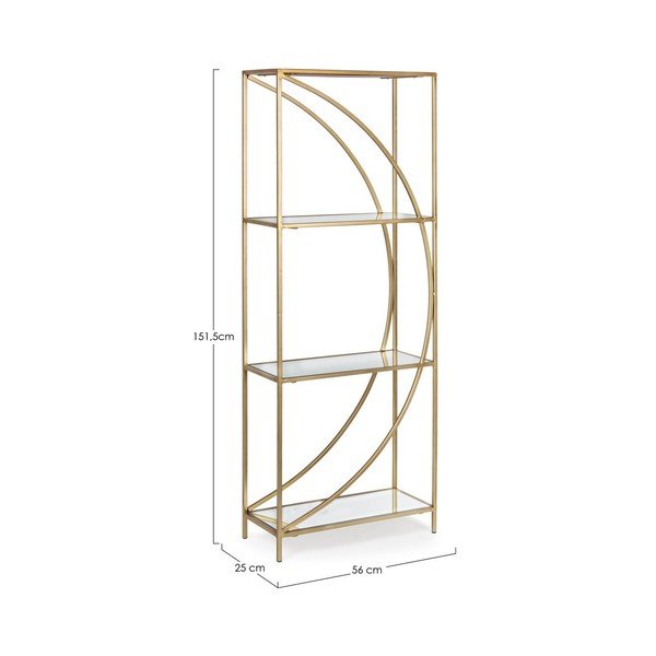 Bibliotecă aurie din oțel 56x151,5x25 cm Elenor – Bizzotto-image-4