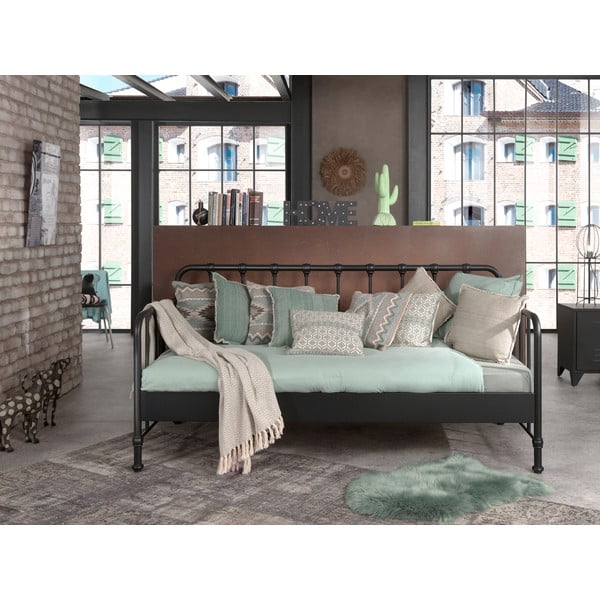 Pat pentru copii  gri din metal 90x200 cm BRONXX – Vipack-image-2