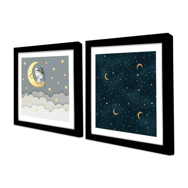 Tablouri pentru copii 2 buc. 33x33 cm Night - Wallity-image-2