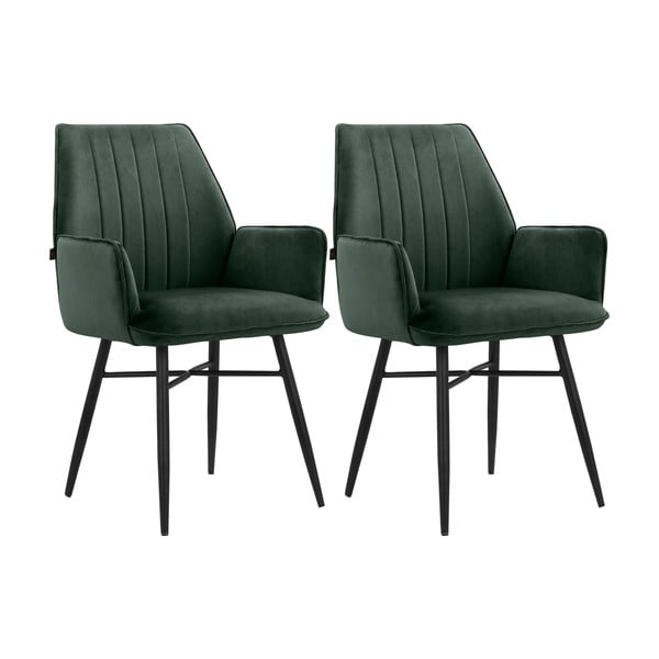 Set de scaune de sufragerie verde 2 buc. tapițat Anzo – Støraa-image-4