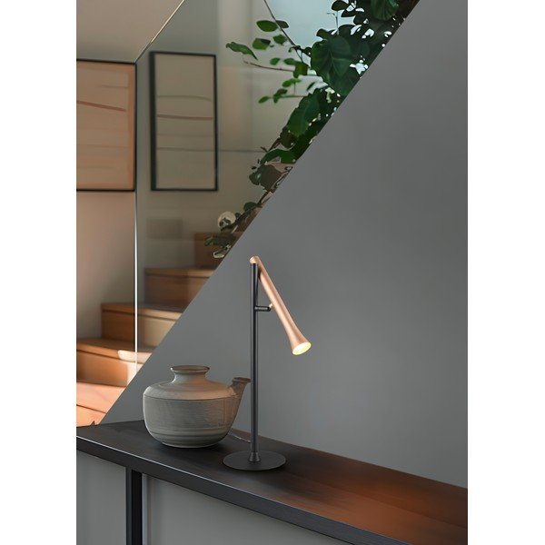 Veioză neagră/aurie LED cu abajur din metal (înălțime 53 cm) Fiato – Trio-image-1