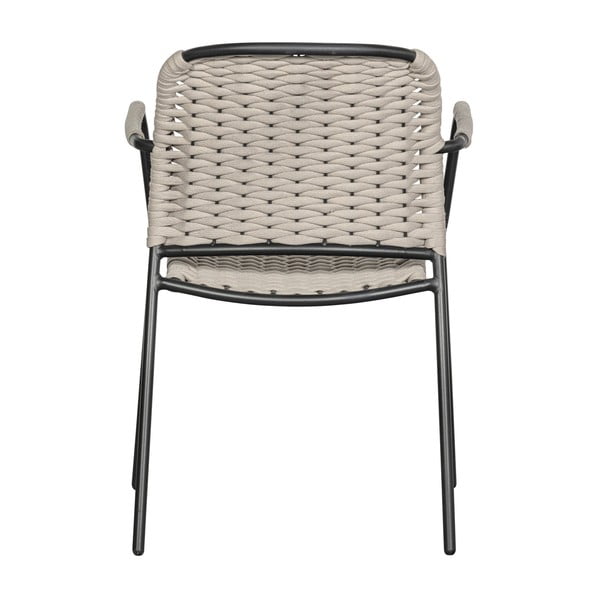 Scaune de grădină negre/bej 2 buc. din metal Taku – Exotan-image-3