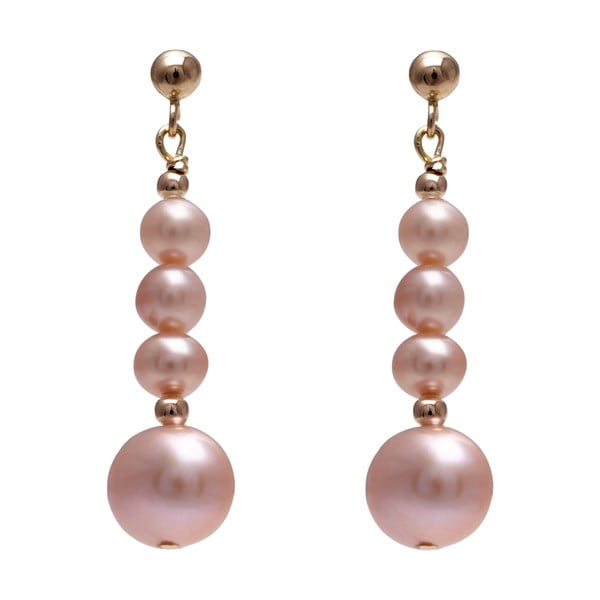 Cercei din perle de râu Gemseller  Syriaca, perle roz
