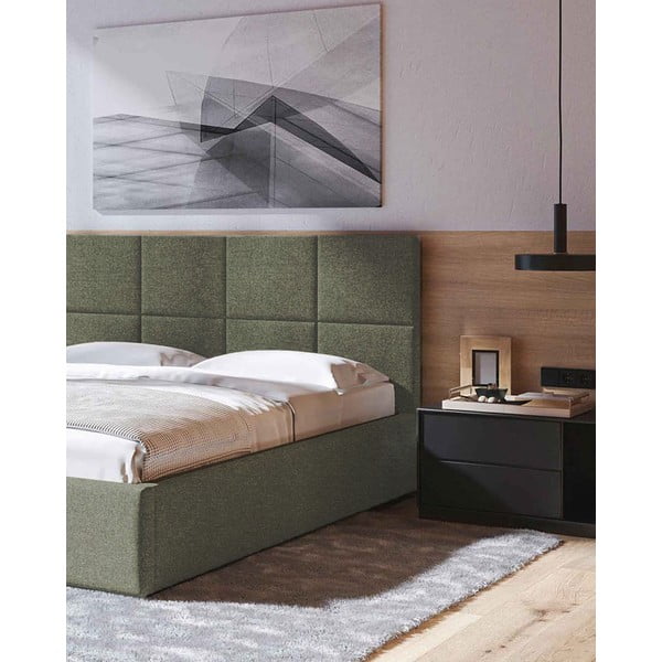 Pat matrimonial verde tapițat cu spațiu de depozitare cu somieră 140x200 cm Bufo – MESONICA-image-4