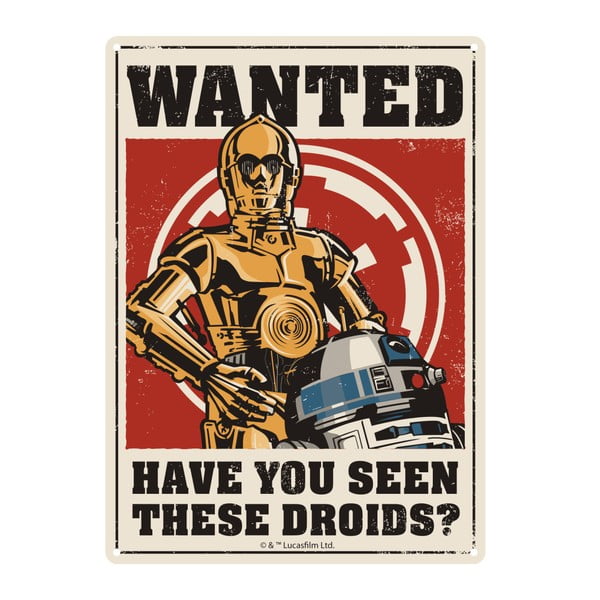 Placă decorativă Star Wars™ Droids, 15 x 21 cm