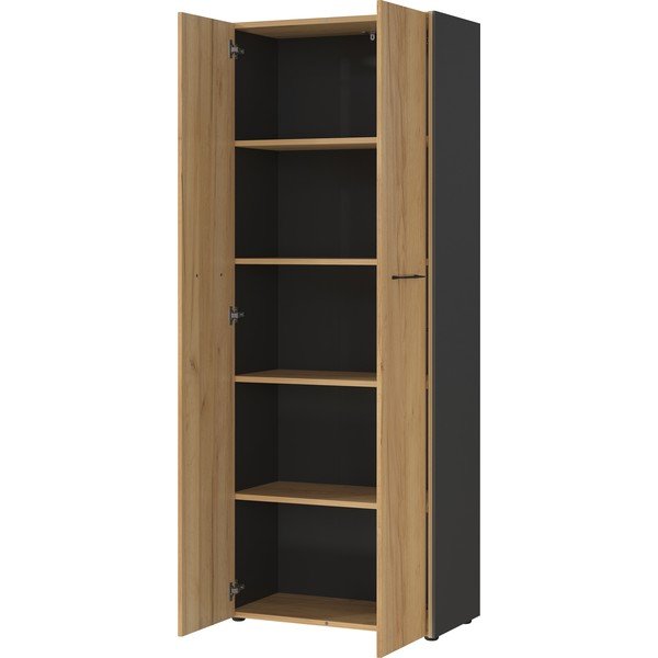 Șifonier gri antracit/în culoare naturală cu aspect de lemn de stejar 75x196x40 cm Podium – Germania-image-3