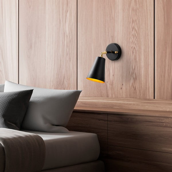 Aplică de perete neagră/aurie ø 10 cm Evander – Opviq lights-image-1