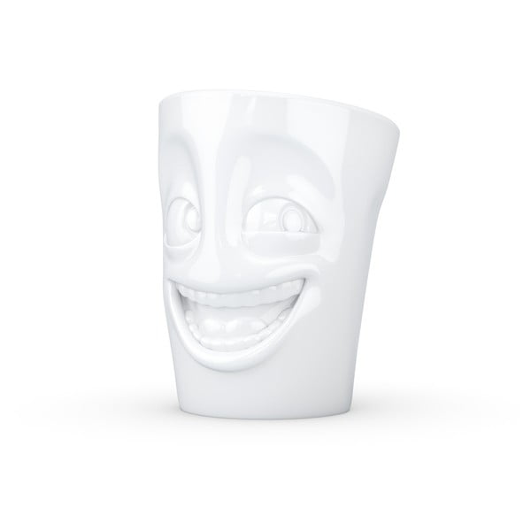 Cană din porțelan cu mâner, râs, 58products, alb, 350 ml-image-1