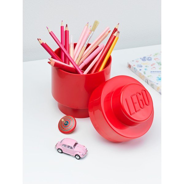 Cutie depozitare rotundă LEGO®, roșu, ⌀ 12,5 cm-image-2