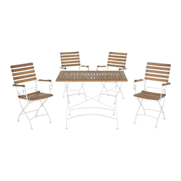 Set masă pentru grădină și 4 scaune din lemn de acacia Safavieh Keira