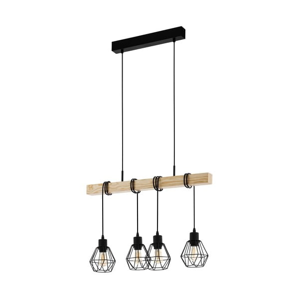 Lustră neagră/în culoare naturală cu abajur din metal TOWNSHEND 5 – EGLO