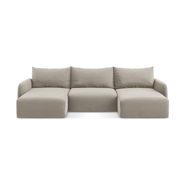 Colțar taupe extensibil/cu spațiu de depozitare cu tapițerie din catifea (în formă de "U") Kalena – Makamii