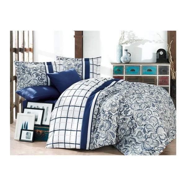 Set lenjerie de pat din bumbac pentru pat de o persoană Nazenim Home Satin Karin, 160 x 220 cm