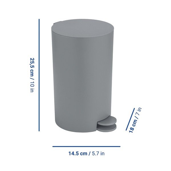 Coș de gunoi gri cu pedală din plastic 3 l Vara – Allstar-image-1
