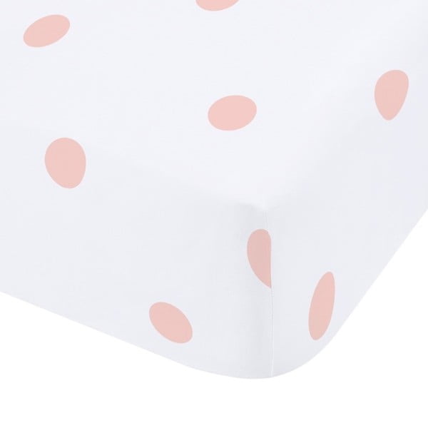 Cearceaf alb-roz din flanelă cu elastic 150x200 cm Polka Dot – Catherine Lansfield