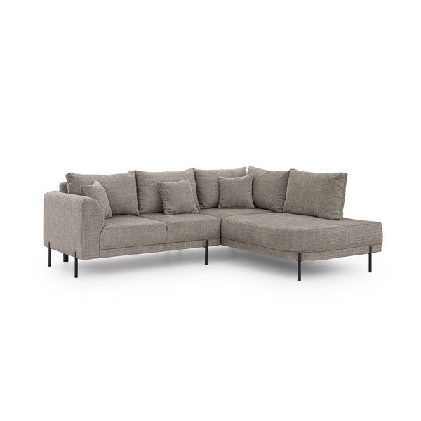 Colțar taupe cu tapițerie din chenille (cu colț pe partea dreaptă/în formă de ”L”) Mauris  – Ropez-image-2