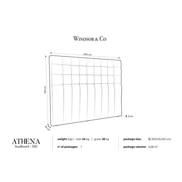 Tăblie pentru pat cu tapițerie de catifea Windsor & Co Sofas Athena, 200 x 120 cm, verde-image-4