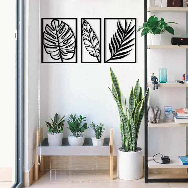 Decorațiune de perete din metal 80x38 cm Leaf – Wallity-image-4