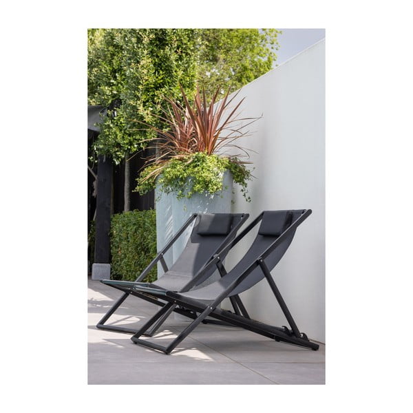 Șezlong de grădină negru din metal pliabil Esper – Exotan-image-1