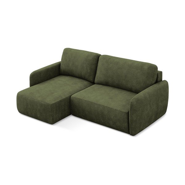 Colțar verde extensibil/cu spațiu de depozitare cu tapițerie din chenille (cu colț pe partea stângă/cu șezlong) Lilo – Makamii-image-2