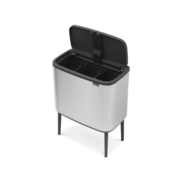 Coș de gunoi argintiu mat de reciclat/cu senzori de atingere din oțel 33 l Bo Touch Bin – Brabantia