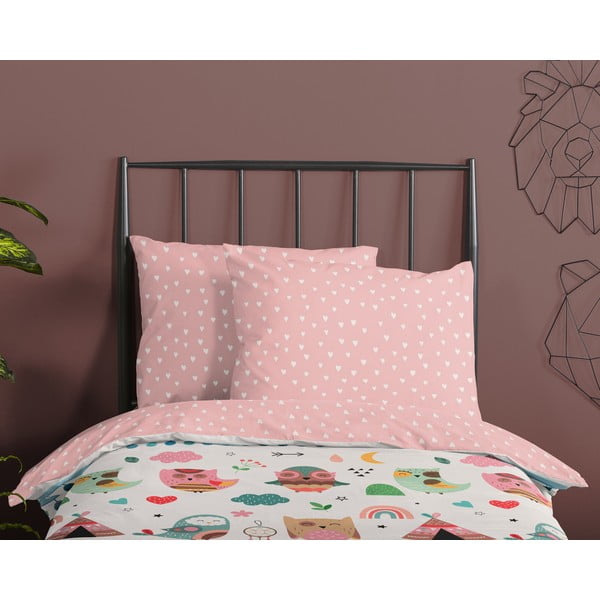 Lenjerie de pat pentru copii roz din bumbac pentru pătuț 100x135 cm Wise – Good Morning-image-2