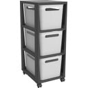 Etajeră pe roți albă/neagră din plastic 30x77 cm Brisen - Rotho