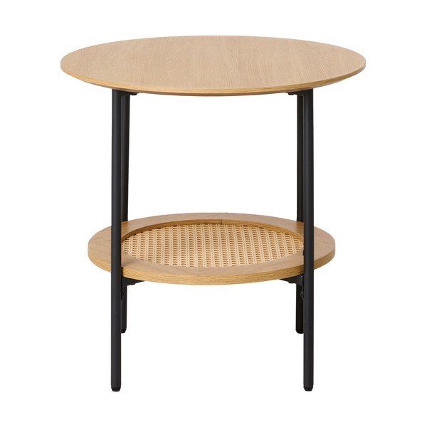 Măsuță auxiliară rotundă cu aspect de lemn de stejar ø 50 cm Pensacola – Unique Furniture-image-1