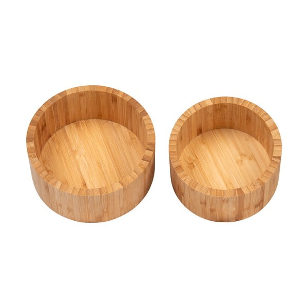 Cutii de depozitare în culoare naturală 2 buc. din bambus cu capac/decorative ø 15x8 cm Chefalu – House Nordic-image-3