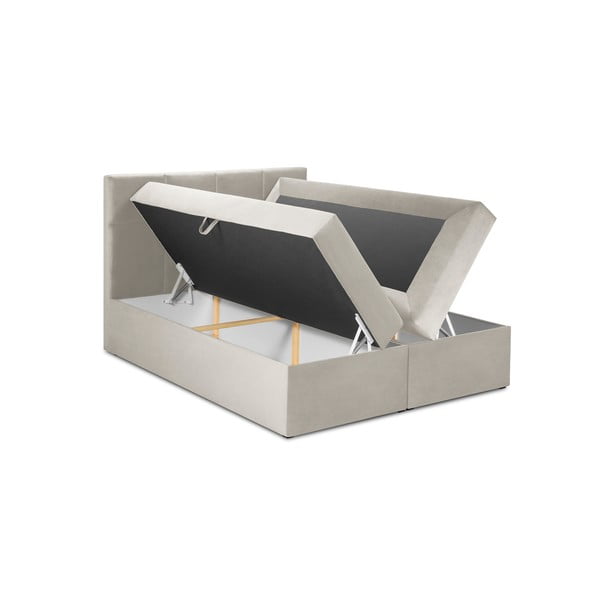 Pat boxspring 160x200 cm bej cu spațiu de depozitare Mimicry – Mazzini Beds-image-3