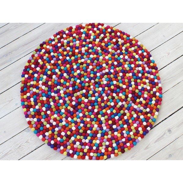 Covor cu bile din lână Wooldot Ball Rugs, ⌀ 120 cm, roșu închis-image-1